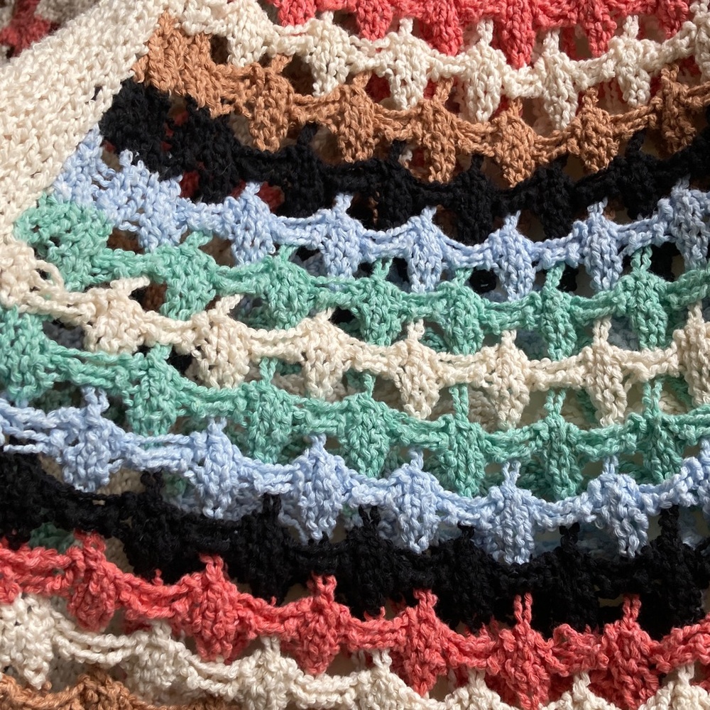 Mavi Cream Open-Weave Cardigan with Coral, Tan and Mint Stripes - Picture 10 of 10